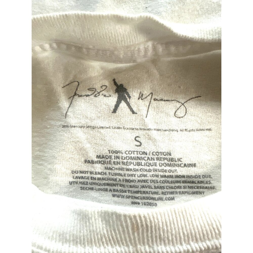 Freddie Mercury Queen Stashe Tee Shirt Small White Black Autograph Print 80s 90s - Picture 6 of 8